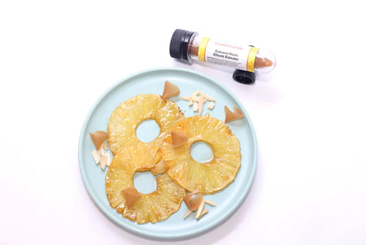 Roasted Pineapple with Sliced Almonds | Banana Rum Crayon